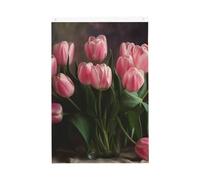 Drapeau tulipes roses de 0,9 x 1,5 m, drapeaux de jardin vibrants double face, bannière de bienvenue saisonnière avec œillets en laiton, décoration de fond photo pour cour, porche, pelouse