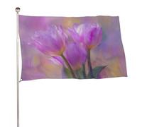 Drapeau tulipes roses et violettes de 0,9 x 1,5 m, bannière décorative pour cour, porche, pelouse, ferme