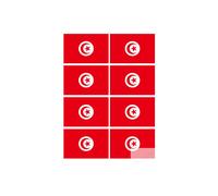 Drapeau Tunisie (8 Stickers - 9.5 X 6.3 Cm) - Sticker/Autocollant