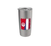 Drapeau Tunisie Pays-Bas | Tunisian Dutch Roots Gobelet isotherme en acier inoxydable double paroi