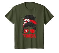Drapeau Tunisie pour Fille Tunisie pour Femme T-Shirt, Enfant, Olive, 8 Ans