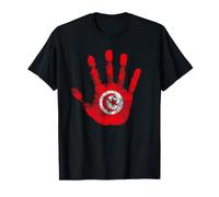 Drapeau Tunisien imprimé à la Main Style Vintage T-Shirt