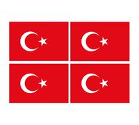 Drapeau Turquie - 4 Stickers - 9.5 X 6.3 Cm - Sticker/Autocollant