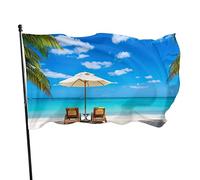 Drapeau Two Chairs on The Beach - 91 x 152 cm - En polyester résistant à la décoloration - Avec 2 œillets en laiton