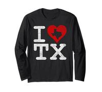 Drapeau TX « I Love Texas I Heart TX » The Lonestar State Love Pride Manche Longue