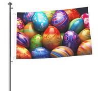 Drapeau « Œufs de Pâques » 2 x 3 pieds, impression recto verso, drapeaux de jardin pour bannière extérieure avec œillets, toile de fond photo pour décoration intérieure et extérieure