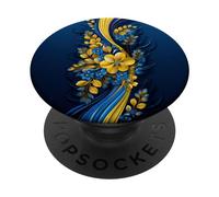 Drapeau ukrainien de Style Floral - Fierté ukrainienne PopSockets PopGrip Adhésif
