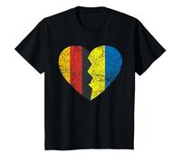 Drapeau ukrainien en Forme de cœur | Drapeau de l'Allemagne Ukraine Roots T-Shirt, Enfant, Noir, 6 Ans