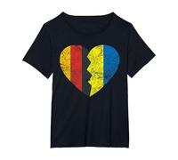 Drapeau ukrainien en Forme de cœur | Drapeau de l'Allemagne Ukraine Roots T-Shirt, Femme Grandes Tailles, Noir, 4X