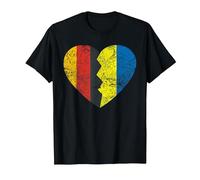Drapeau ukrainien en Forme de cœur | Drapeau de l'Allemagne Ukraine Roots T-Shirt, Homme, Noir, 4XL