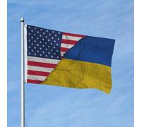 Drapeau ukrainien plié de l'Amérique, bannière de 90 x 150 cm, en polyester, double face, pour jardin, extérieur, maison, cour, festival, décoration