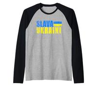 Drapeau ukrainien SLAVA UKRAINI aux Couleurs vieillies rétro Manche Raglan