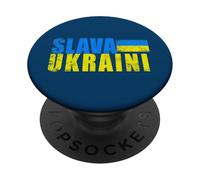 Drapeau ukrainien SLAVA UKRAINI aux Couleurs vieillies rétro PopSockets PopGrip Adhésif