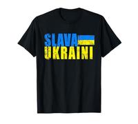 Drapeau ukrainien SLAVA UKRAINI aux Couleurs vieillies rétro T-Shirt