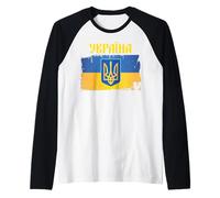 Drapeau ukrainien Trident Police cyrillique Cadeau Patriotique ukrainiens Manche Raglan