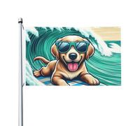 Drapeau Un Chien Portant Des Lunettes De Soleil En Train De Surfer Œillets En Laiton Dans Garden Flag Œillets Métalliques Drapeau Pirate Pour Patio Célébrations Événements Sportifs 3X5Ft