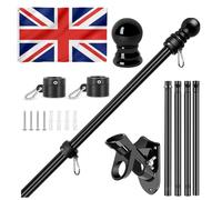 Drapeau Union Jack avec mât, drapeau Union Jack avec kit de mât mural, support, 0,9 x 1,5 m avec montage E drapeaux Angleterre