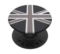 Drapeau Union Jack Britannique en écailles de Gris foncé PopSockets PopGrip Adhésif