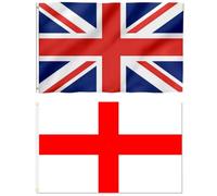 Drapeau Union Jack de 1,5 x 0,9 m avec œillets, grand drapeau britannique pour extérieur, double face, polyester de qualité supérieure avec œillets métalliques, facile à accrocher, pour célébrations