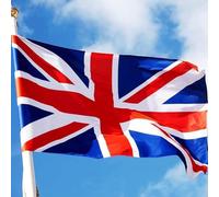 Drapeau Union Jack de 1,5 x 0,9 m avec œillets, grand drapeau britannique pour extérieur Meta double face, en polyester