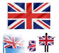Drapeau Union Jack de 1,5 x 0,9 m, drapeau national britannique, drapeau britannique en polyester de qualité supérieure, pour une utilisation en extérieur et en intérieur, affichages patriotiques et