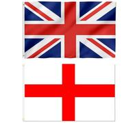Drapeau Union Jack - Drapeau de l'Angleterre - 1,5 x 0,9 m - Avec œillets - Grand drapeau britannique double face - En polyester