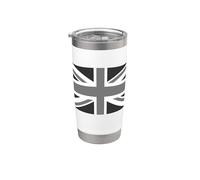 Drapeau Union Jack du Royaume-Uni en noir et blanc Gobelet isotherme en acier inoxydable double paroi