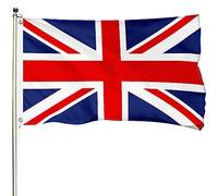 Drapeau Union Jack pour l'extérieur - Drapeau du Royaume-Uni - Polyester renforcé 400D avec 2 œillets en laiton, résistant à la décoloration et robuste pour une utilisation en extérieur, entièrement