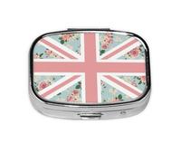 Drapeau Union Jack Roses Anglaises, Pilulier carré, étui à pilules pour poche ou sac à main, petit récipient à pilules, organisateur de pilules de voyage
