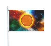 Drapeau Univers Et Éruption Solaire Weather Resistant Bannière Décoratifs Drapeaux Pour Jardin Événements Sportifs Célébrations 3X5Ft