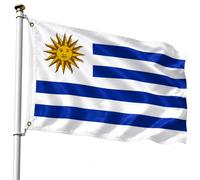 Drapeau Uruguay avec 2 œillets en laiton, drapeau de la Coupe du monde, drapeau de l'Uruguayen, pour extérieur, matériau polyester, résistant au vent et à la pluie 90 x 150 cm