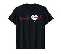 Drapeau Uruguay Heartbeat ECG Souvenir National Patriotique T-Shirt