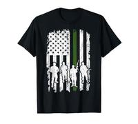 Drapeau US Soldats Thin Green Line Independence Day USA T-Shirt Graphique avec Valeur