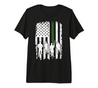 Drapeau US Soldats Thin Green Line Independence Day USA T-Shirt Haut de Gamme