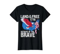 Drapeau USA Carte Aigle Terre des Libres à Cause des Braves T-Shirt Graphique avec Valeur