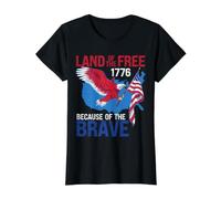 Drapeau USA Carte Aigle Terre des Libres à Cause des Braves T-Shirt Graphique avec Valeur