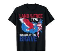 Drapeau USA Carte Aigle Terre des Libres à Cause des Braves T-Shirt Graphique avec Valeur