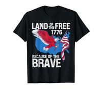 Drapeau USA Carte Aigle Terre des Libres à Cause des Braves T-Shirt Graphique avec Valeur