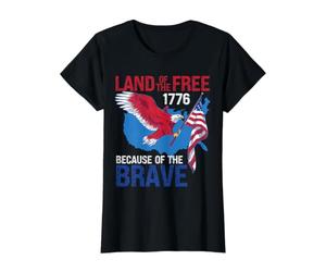 Drapeau USA Carte Aigle Terre des Libres à Cause des Braves T-Shirt Graphique avec Valeur