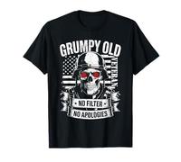 Drapeau USA Crâne Ancien Veteran Grincheux sans Filtre Pas D'excuses T-Shirt