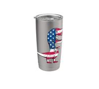 Drapeau USA dinosaure 4 juillet Gobelet isotherme en acier inoxydable double paroi