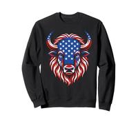 Drapeau USA Patriot 4 Juillet Bison Funny Patriotic Sweatshirt