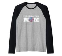 Drapeau USA Pompier Maman Pompier Manche Raglan