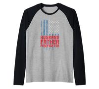 Drapeau USA Pompier Mari père Pompier Manche Raglan
