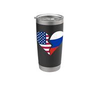 Drapeau USA & Russie - Symbole Coeur Brisé Design Vintage Gobelet isotherme en acier inoxydable double paroi