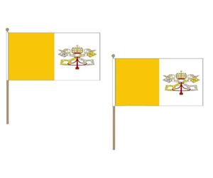 Drapeau Vatican 45x30cm HAMPE en bois - LOT DE 10 Drapeaux vatican 30 x 45 cm - AZ FLAG