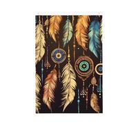 Drapeau vertical double face avec œillets - Ne se décolore pas - Drapeau de jardin vintage ethnique tribal à plumes - Toile de fond pour photo - Décoration intérieure et extérieure
