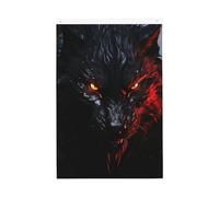 Drapeau vertical double face avec œillets - Ne se décolore pas - Grand loup noir avec yeux rouges - Toile de fond pour photo d'intérieur et d'extérieur