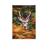 Drapeau vertical double face de 5,1 x 7,6 cm avec œillets - Ne se décolore pas - Drapeau de jardin - Cerf parmi les feuilles épaisses - Toile de fond pour photo - Pour décoration intérieure et