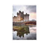 Drapeau vertical double face de 5,1 x 7,6 cm avec œillets - Ne se décolore pas - Drapeau de jardin château près du lac - Toile de fond pour photo - Pour décoration intérieure et extérieure